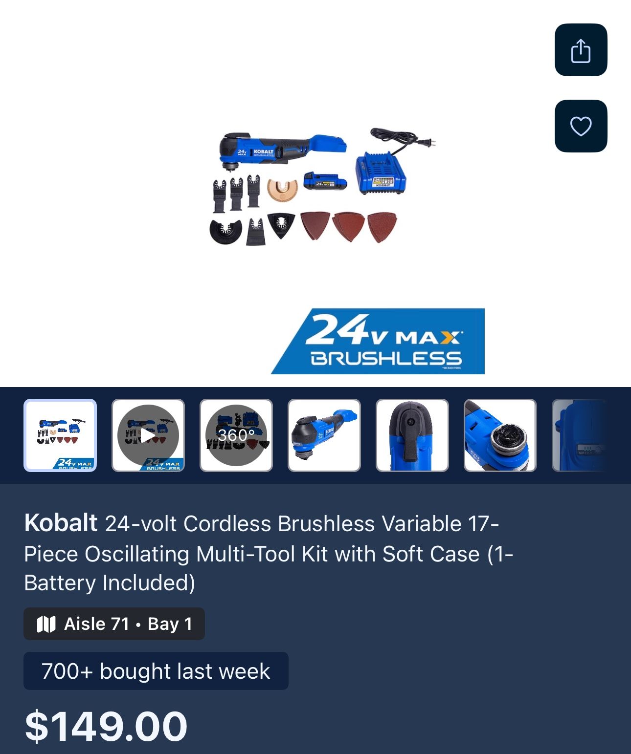 Kobalt 24-volt Cordless Brushless Variable