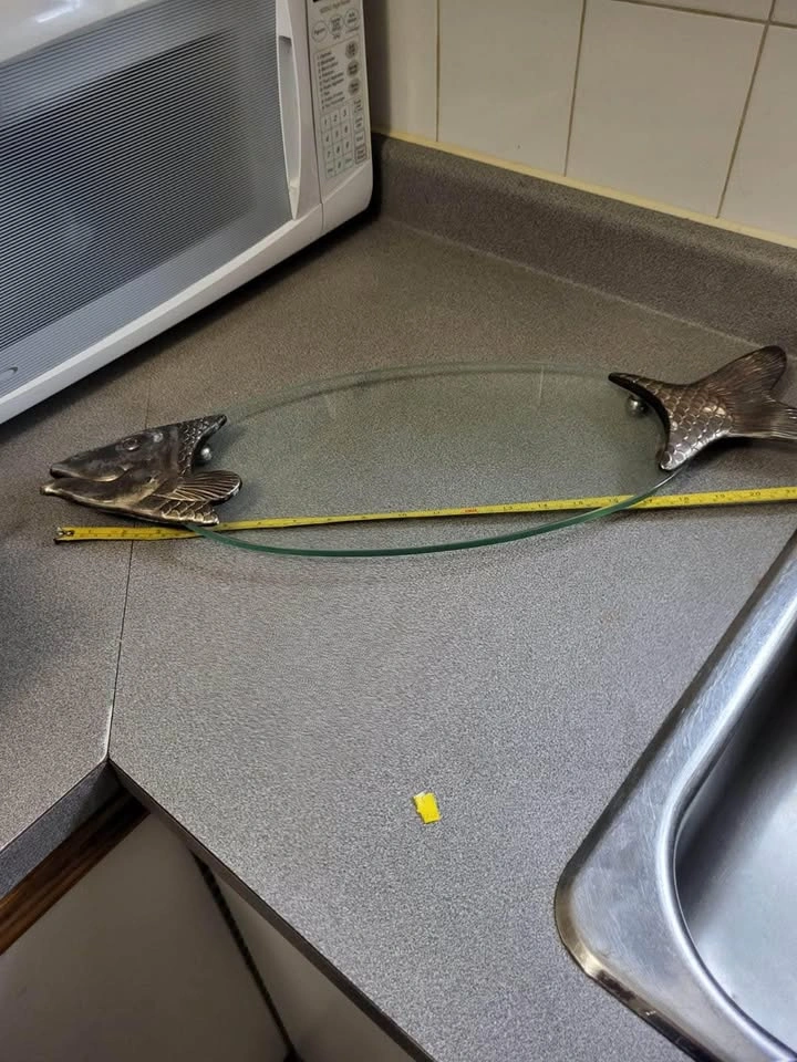 Stunning classic, glass and metal fish serving tray - photo 2
