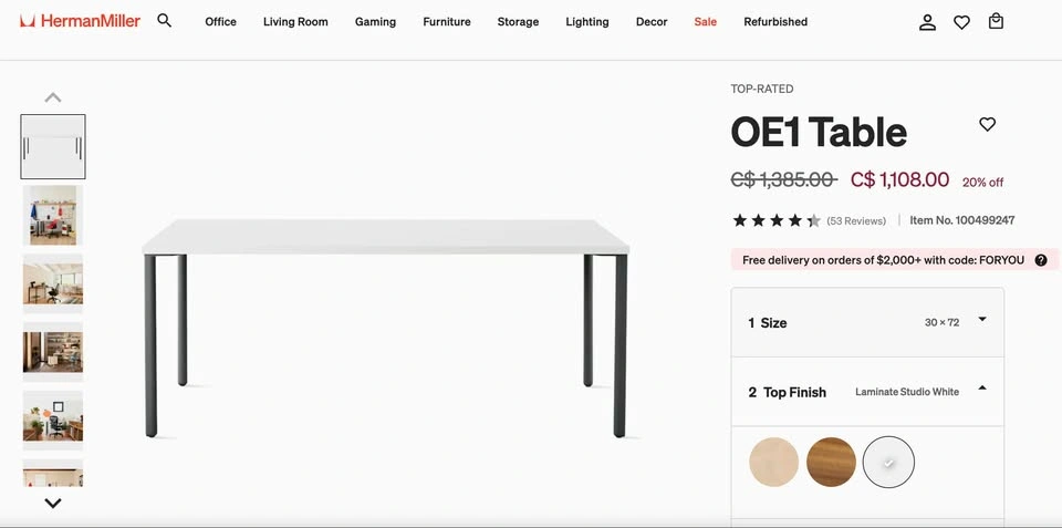 Herman Miller OE1 table (30 x 72 inch) - photo 2