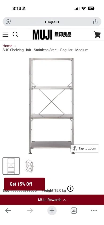 MUJI Stainless Steel Shelving Unit - Wide - Medium
