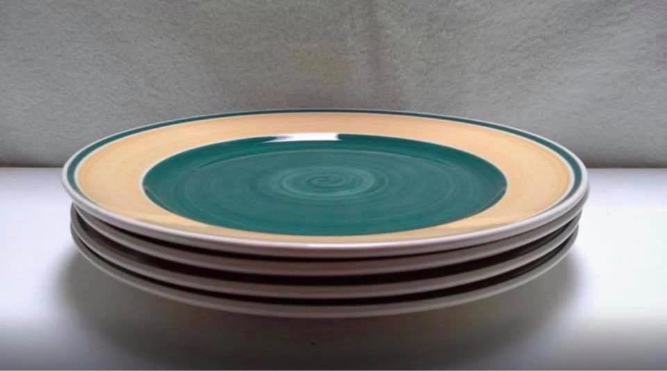 4 hand-painted plates - $30