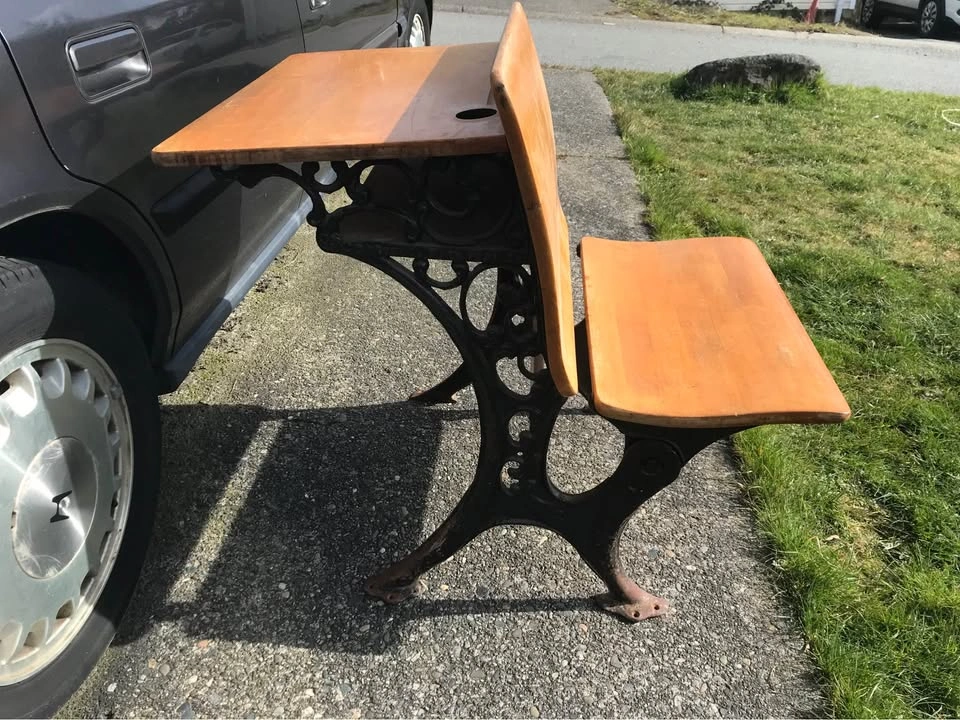Vintage wooden/cast iron school desk