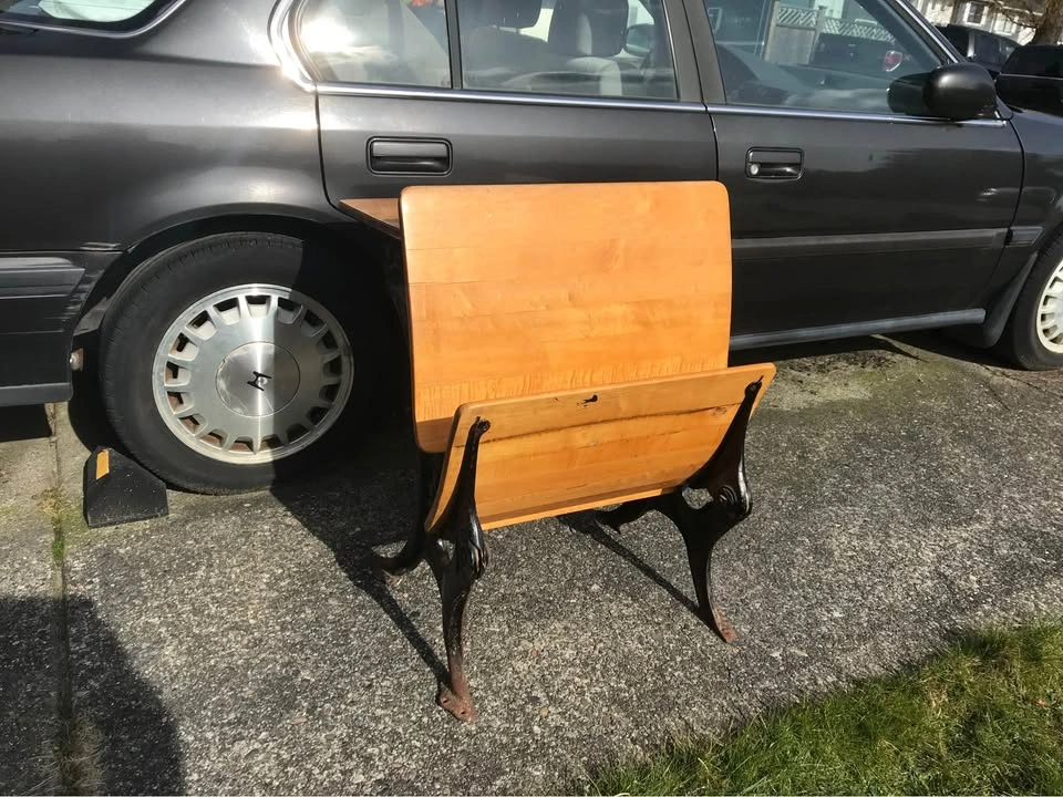 Vintage wooden/cast iron school desk - photo 3