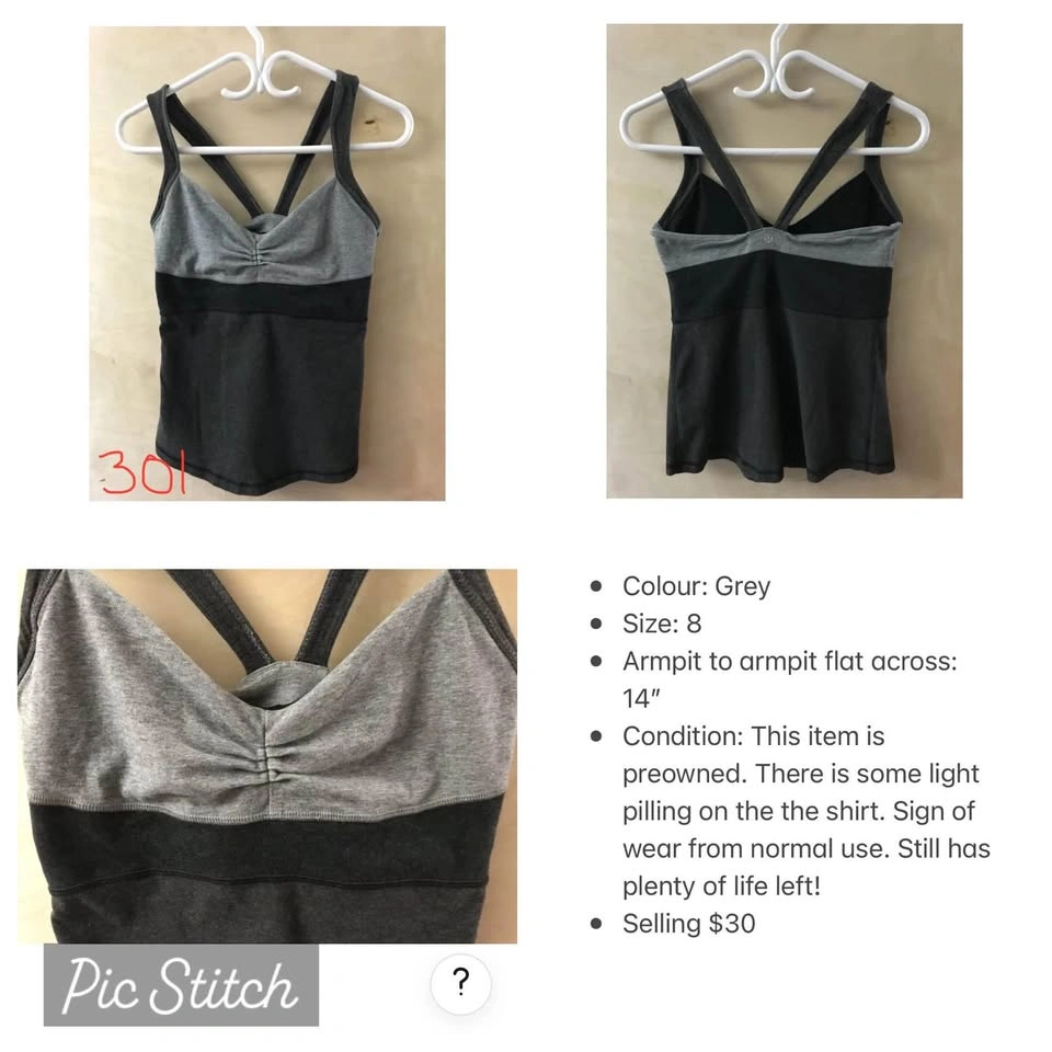 Lululemon grey tank top sz8 - photo 3