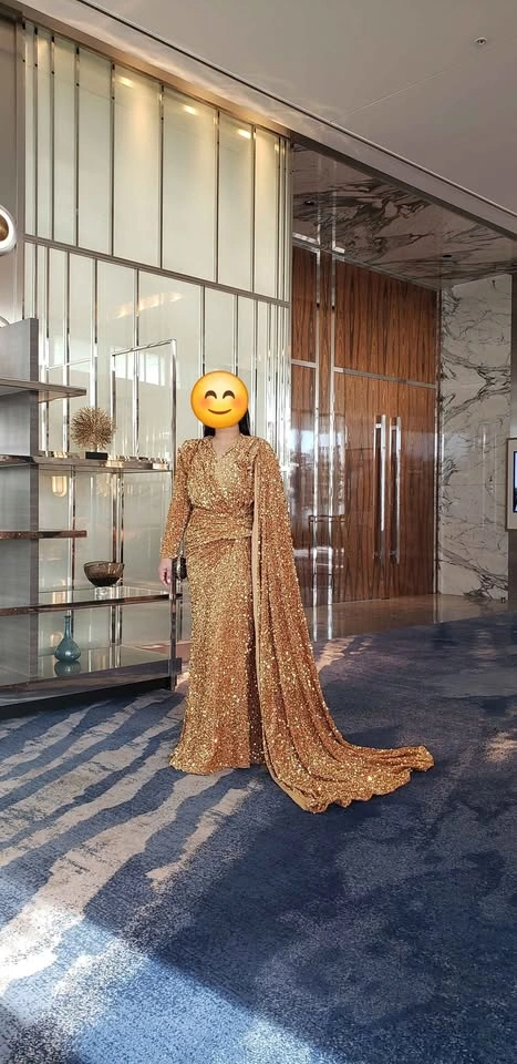 Gold Sequence Long Dress – Custom Made, Size XL - photo 2
