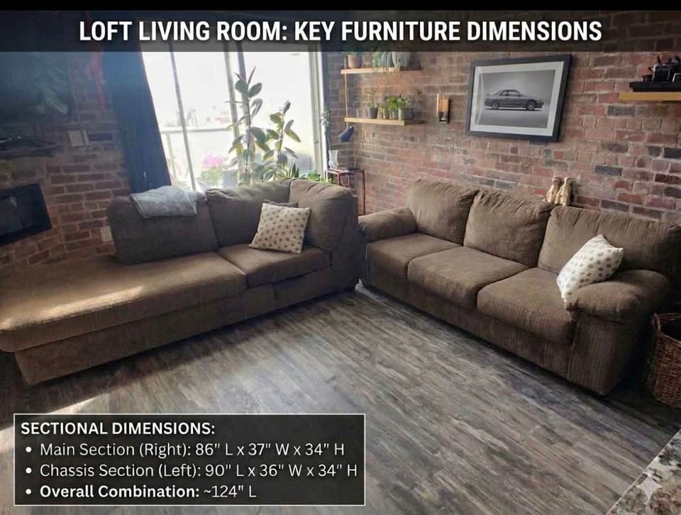 Brown Sectional Couch with Chaise - photo 2