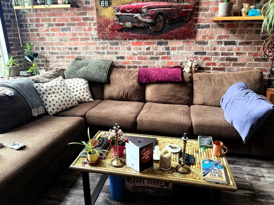 Brown Sectional Couch with Chaise - photo 4