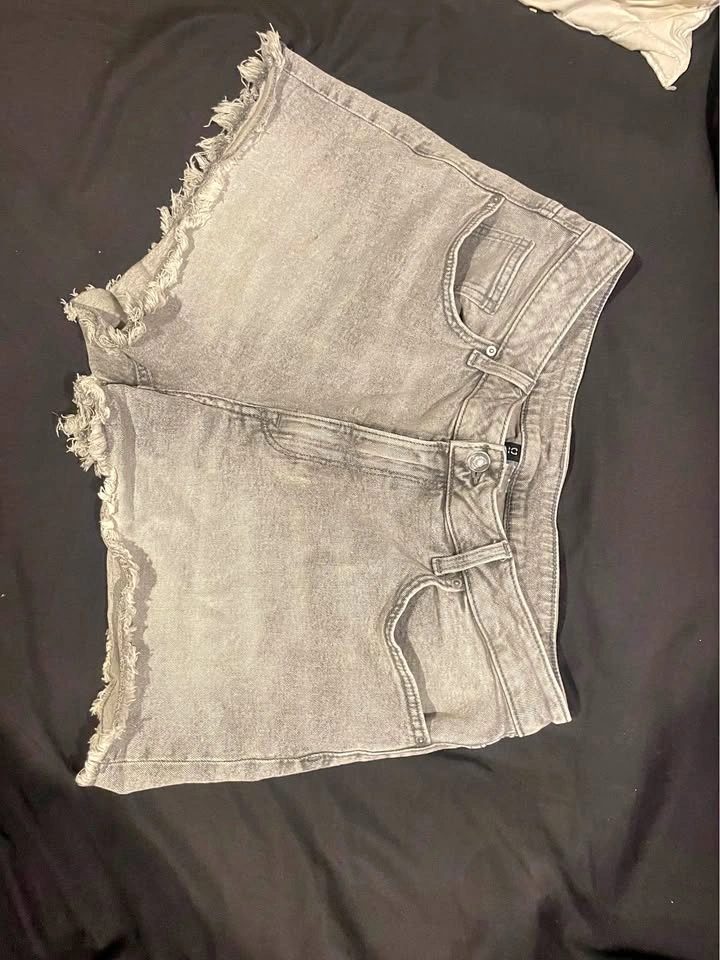 Divide High Rise Grey Denim Shorts