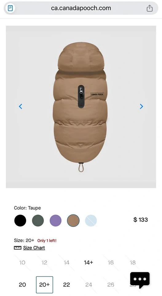 Canada Pooch Dog Insulated Waterproof Puffer! Size 20+