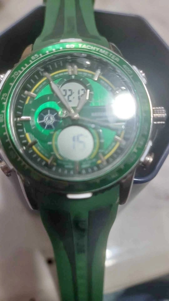 Martyn Line Green Dual Time Watch Chrono Tachymeter