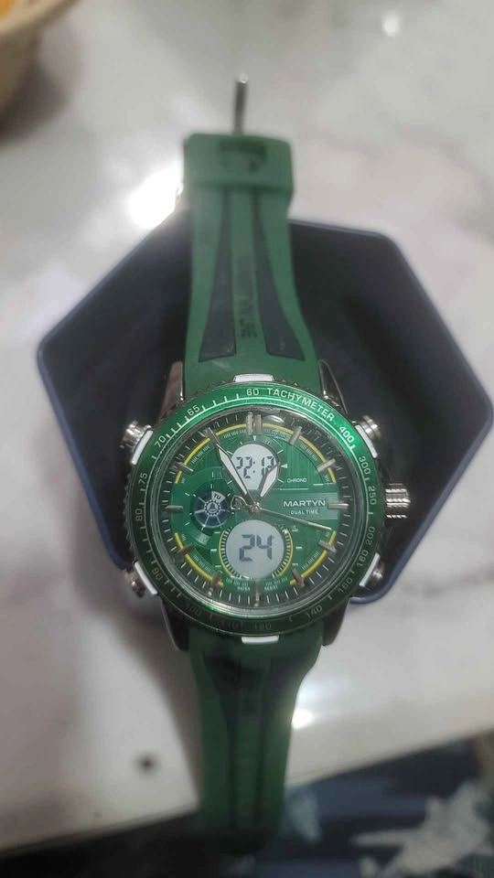 Martyn Line Green Dual Time Watch Chrono Tachymeter - photo 2