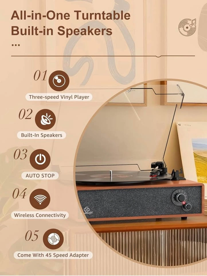 Vinyl Record Player with Speakers - photo 5