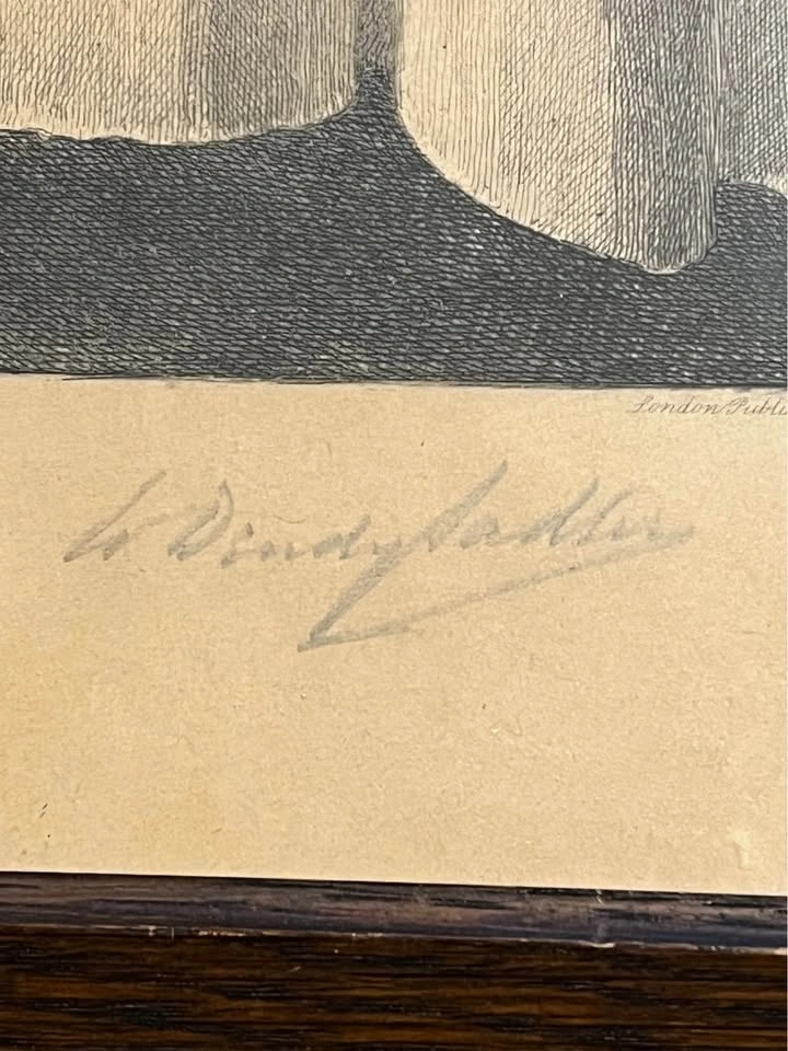 Antique 1800s W. Dendy Sadler Signed Steel Engraving - Framed - photo 3