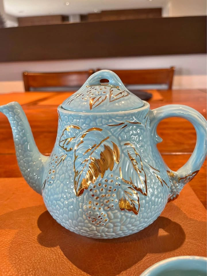 Vintage Wade England "Golden Turquoise" Tea Set - 5 Piece