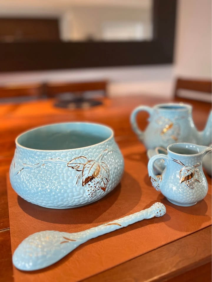 Vintage Wade England "Golden Turquoise" Tea Set - 5 Piece - photo 2