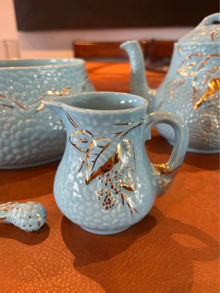 Vintage Wade England "Golden Turquoise" Tea Set - 5 Piece - photo 5