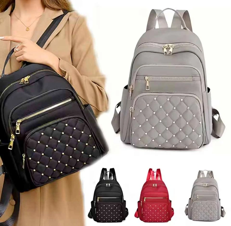 Women's Fashion Backpack Quilted Studded Design