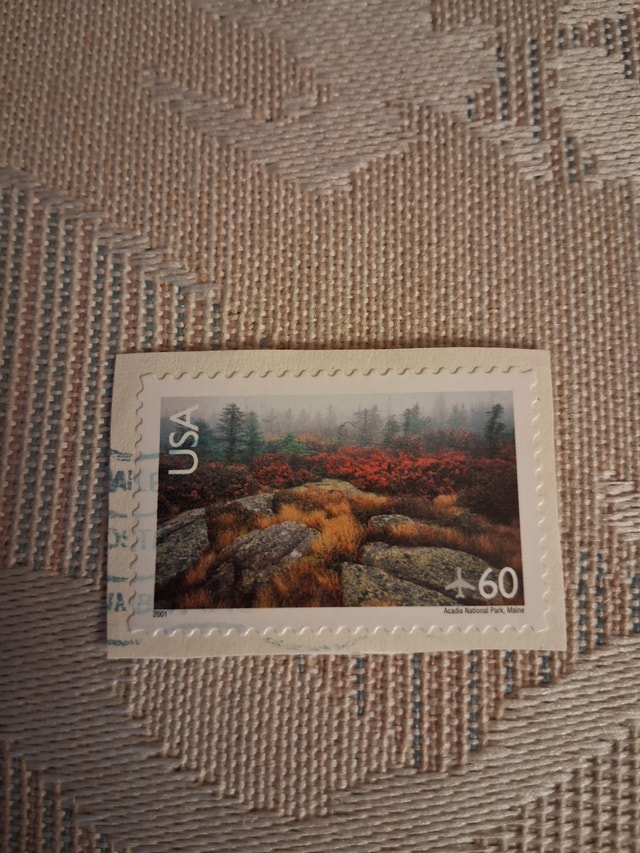 Vintage 2001 USA 60¢ Acadia National Park Airmail Stamp