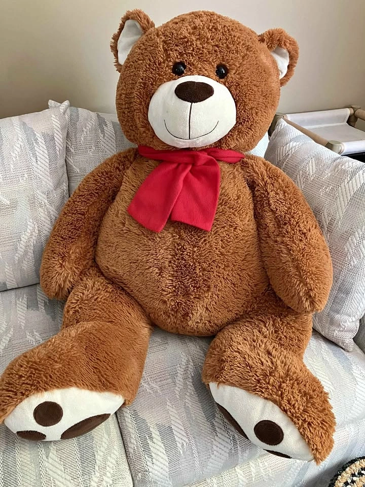 Big Brown Teddy Bear with Red Scarf - 42 inches
