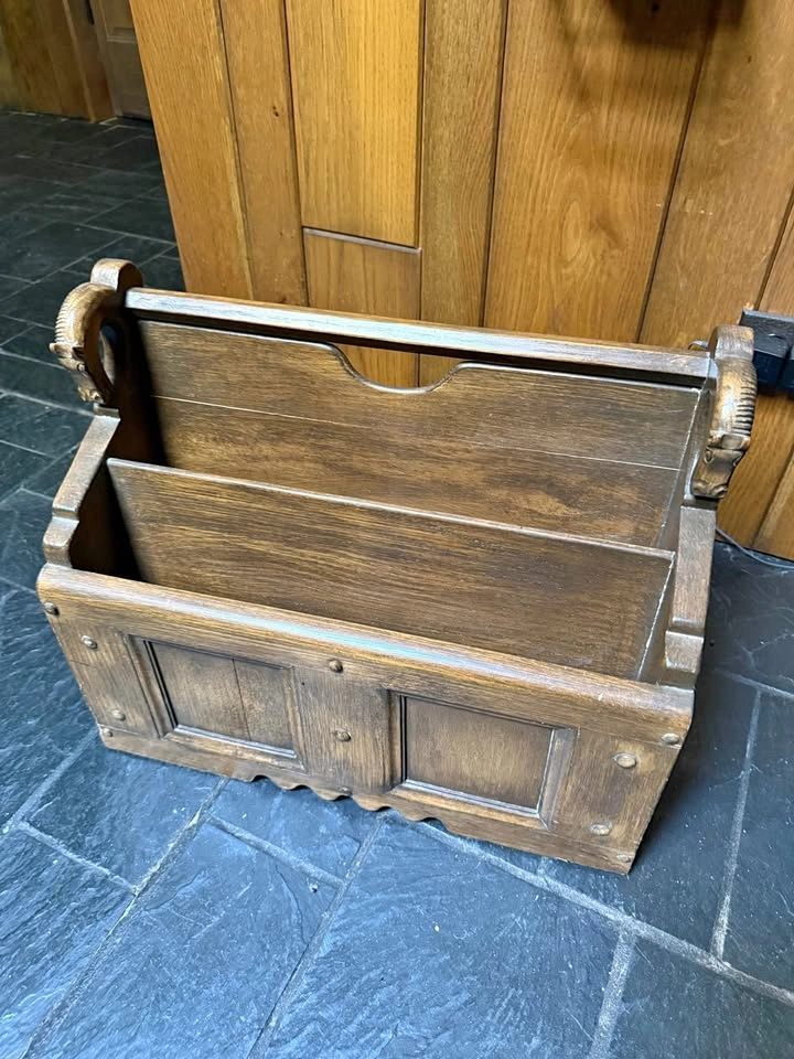1940s Art Deco Romweber Viking Oak Horsehead Magazine Rack