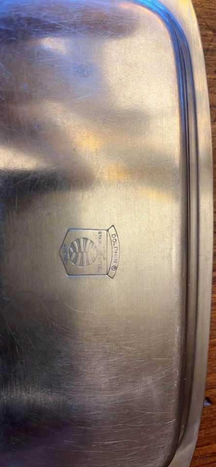 VINTAGE MCM DOLPHIN Brand STAINLESS STEEL BUTTER DISH With Lid - photo 4