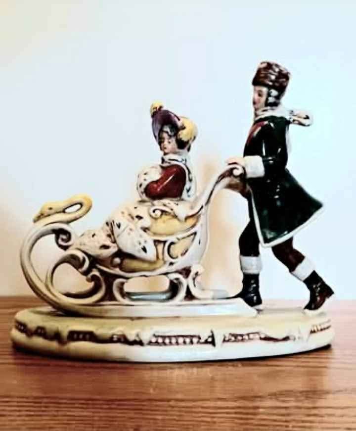 Vtg.Grafenthal German Porcelain Sled Skater Couple