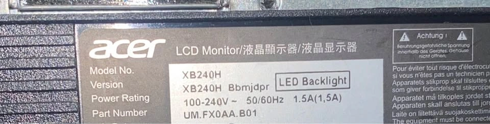 24” Acer Predator Gaming Monitor 1080p 144hz - photo 2