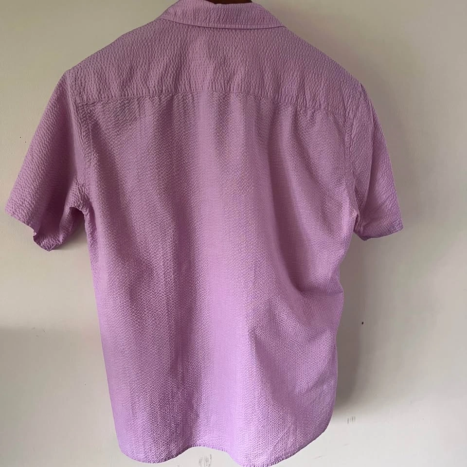 Men’s ETON Lilac Seersucker Cuban Collar Short Sleeve Shirt: L - photo 3