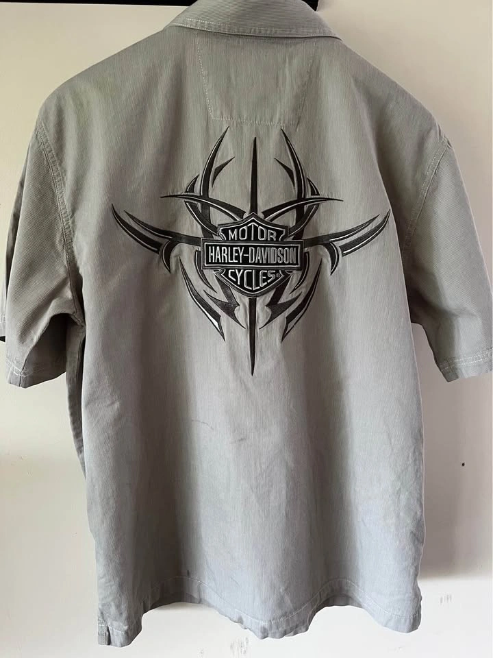 Harley-Davidson Gray Twill Embroidered Short Sleeve Shirt: L - photo 3
