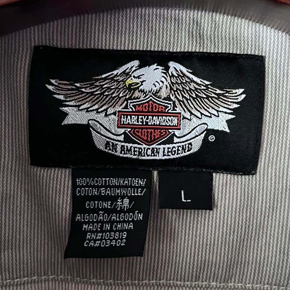 Harley-Davidson Gray Twill Embroidered Short Sleeve Shirt: L - photo 4