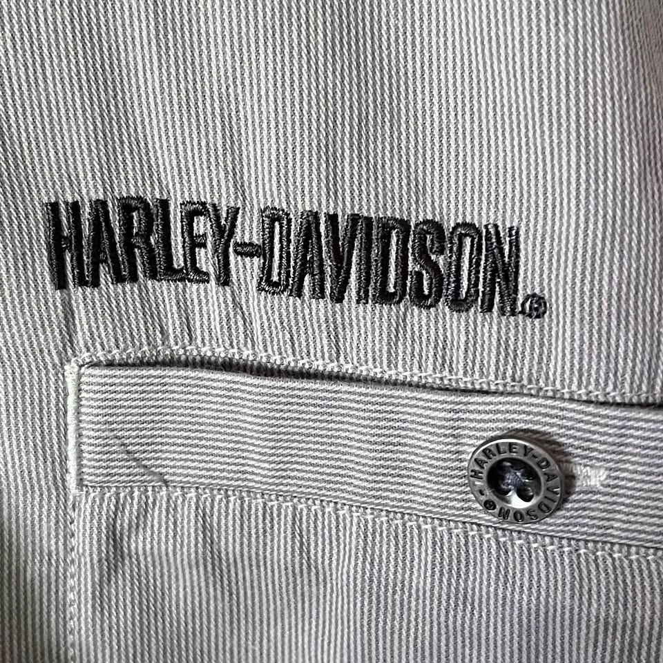 Harley-Davidson Gray Twill Embroidered Short Sleeve Shirt: L - photo 5