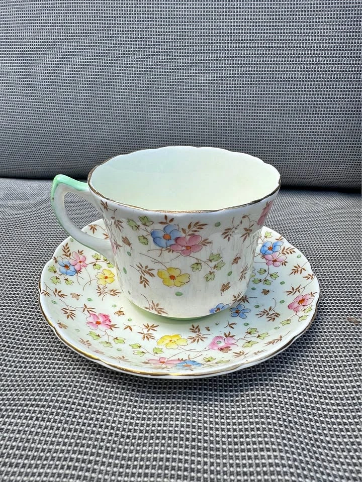 Vintage Floral Teacup and Saucer Set