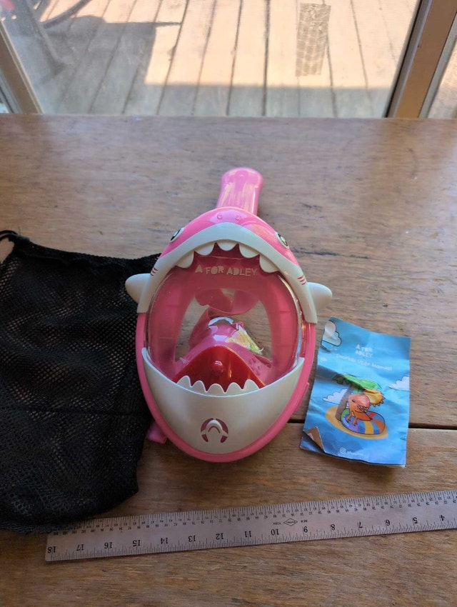 A for Adley Shark Full Face Snorkel Mask. Youth