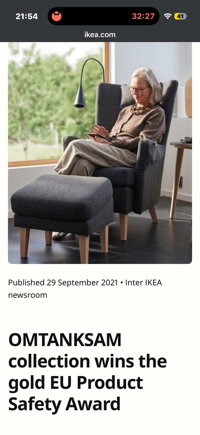 IKEA OMTÄNKSAM Armchair and Footstool