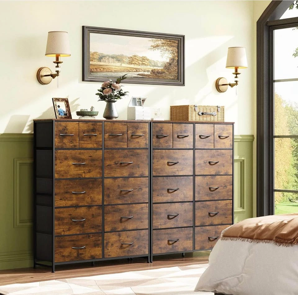 Set of 2 WLIVE 12-Drawer Dressers - Rustic Brown - photo 2