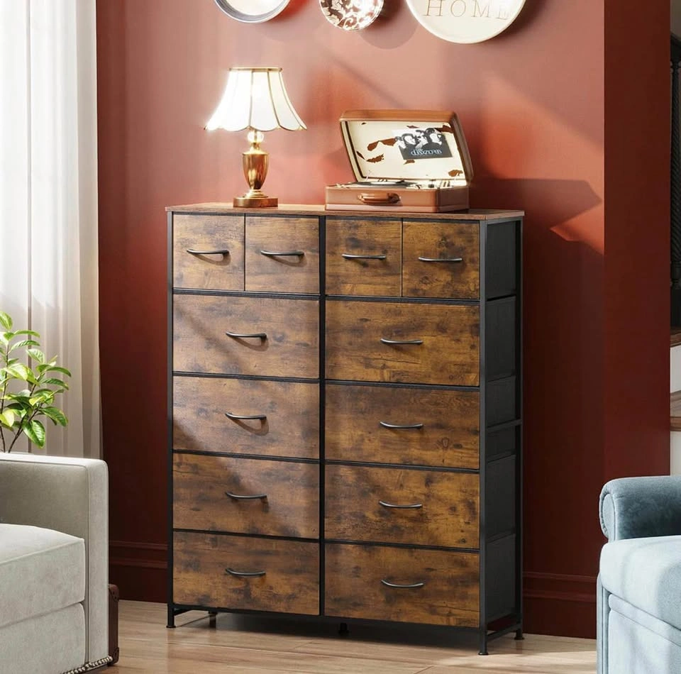 Set of 2 WLIVE 12-Drawer Dressers - Rustic Brown - photo 4