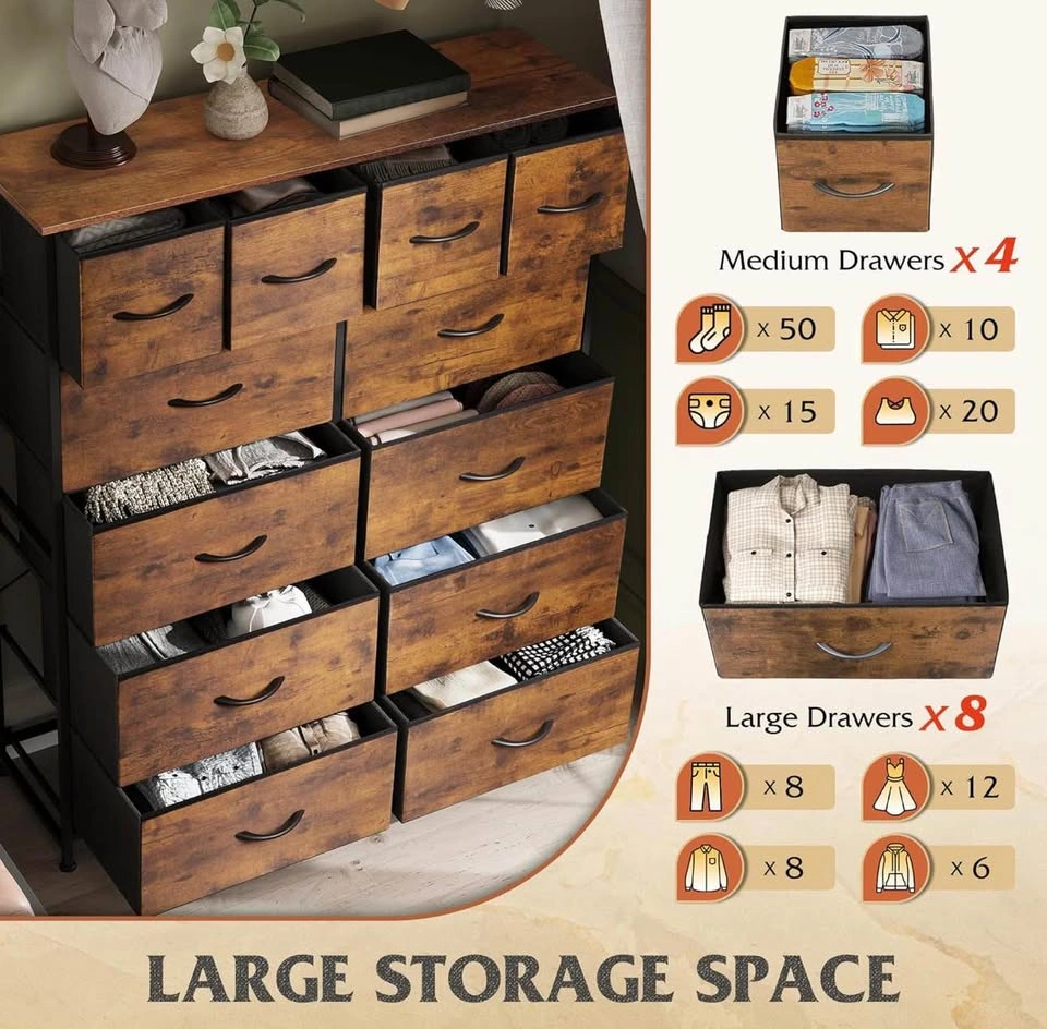 Set of 2 WLIVE 12-Drawer Dressers - Rustic Brown - photo 5