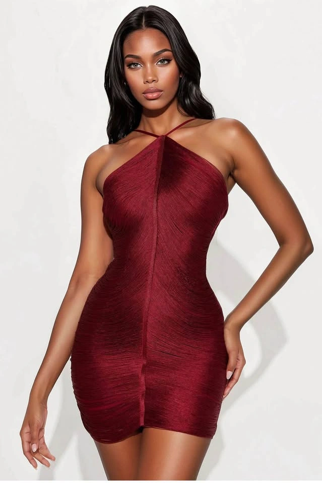 Cause A Scene Fringe Bandage Mini Dress – Dark Red (Size Small) - photo 2