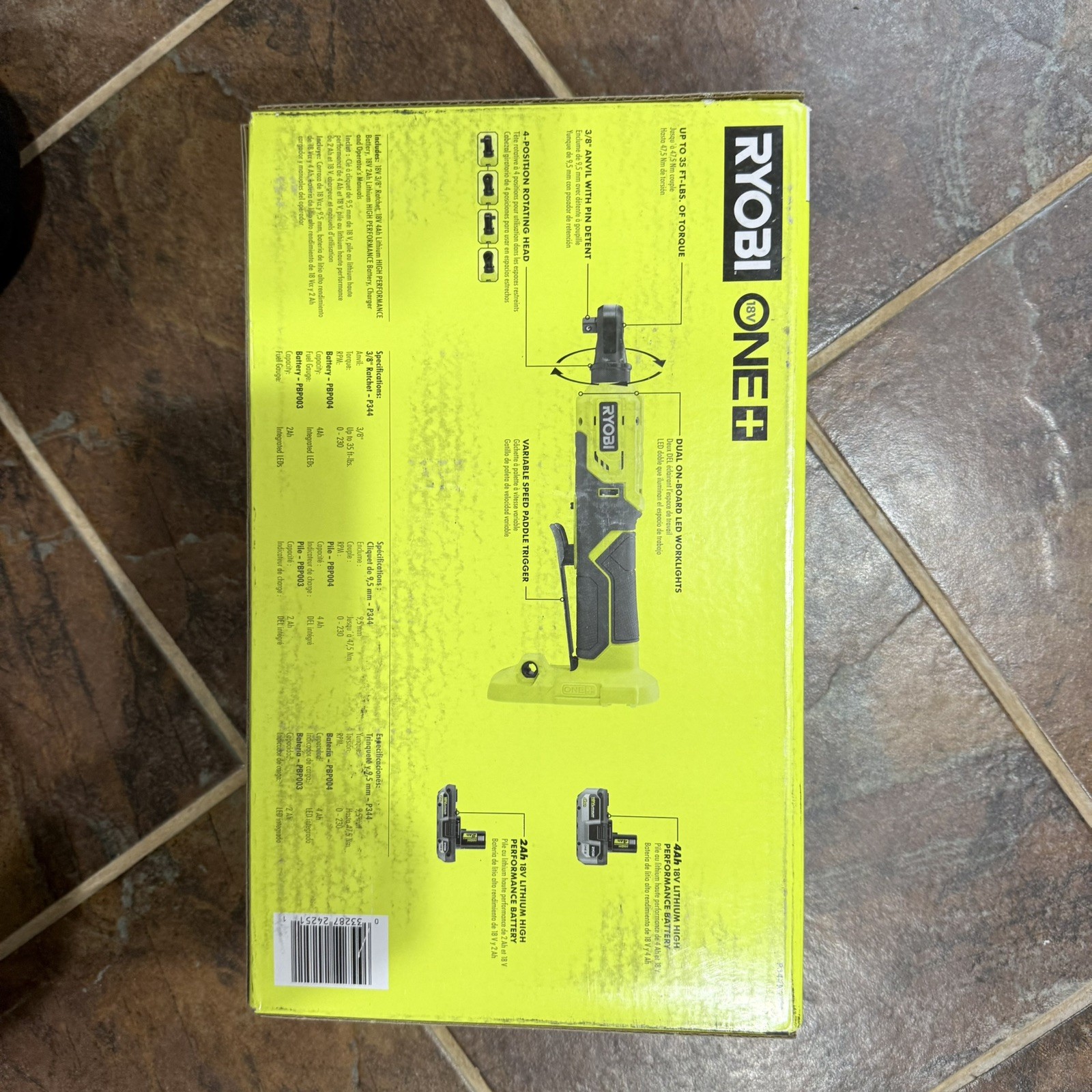 Ryobi ONE+ 18V Cordless 3/8 in Ratchet Kit w/ 2 Batteries & Char - photo 3