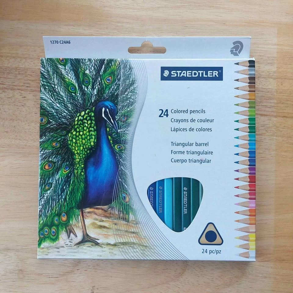 Staedtler 24-pack triangular barrel colored pencils 1270 C24A6