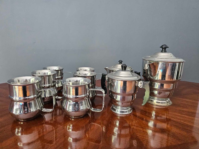 Art Deco Silver Plate Coffee/Tea Service with 8 Cups