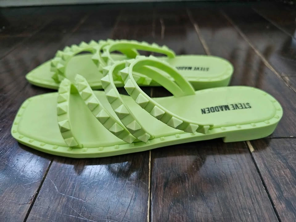 Steve Madden Sz 7 Lime Green Skyler J Studded Slide Sandals - photo 5