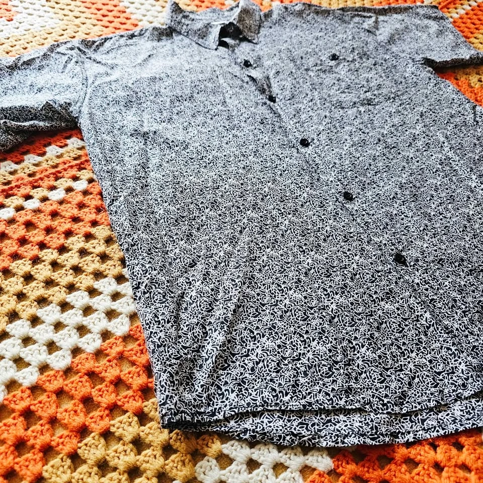 Mens 100% Silk Vintage Abstract Print Short Sleeve Shirt - photo 5