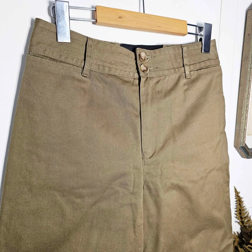 Olive Wide Leg Cropped High Rise Womens Utility Pants - photo 2