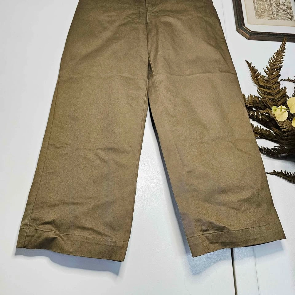 Olive Wide Leg Cropped High Rise Womens Utility Pants - photo 3