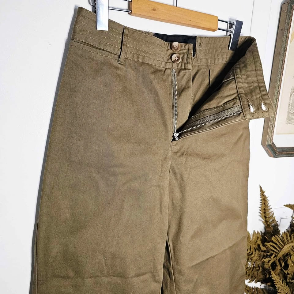 Olive Wide Leg Cropped High Rise Womens Utility Pants - photo 4