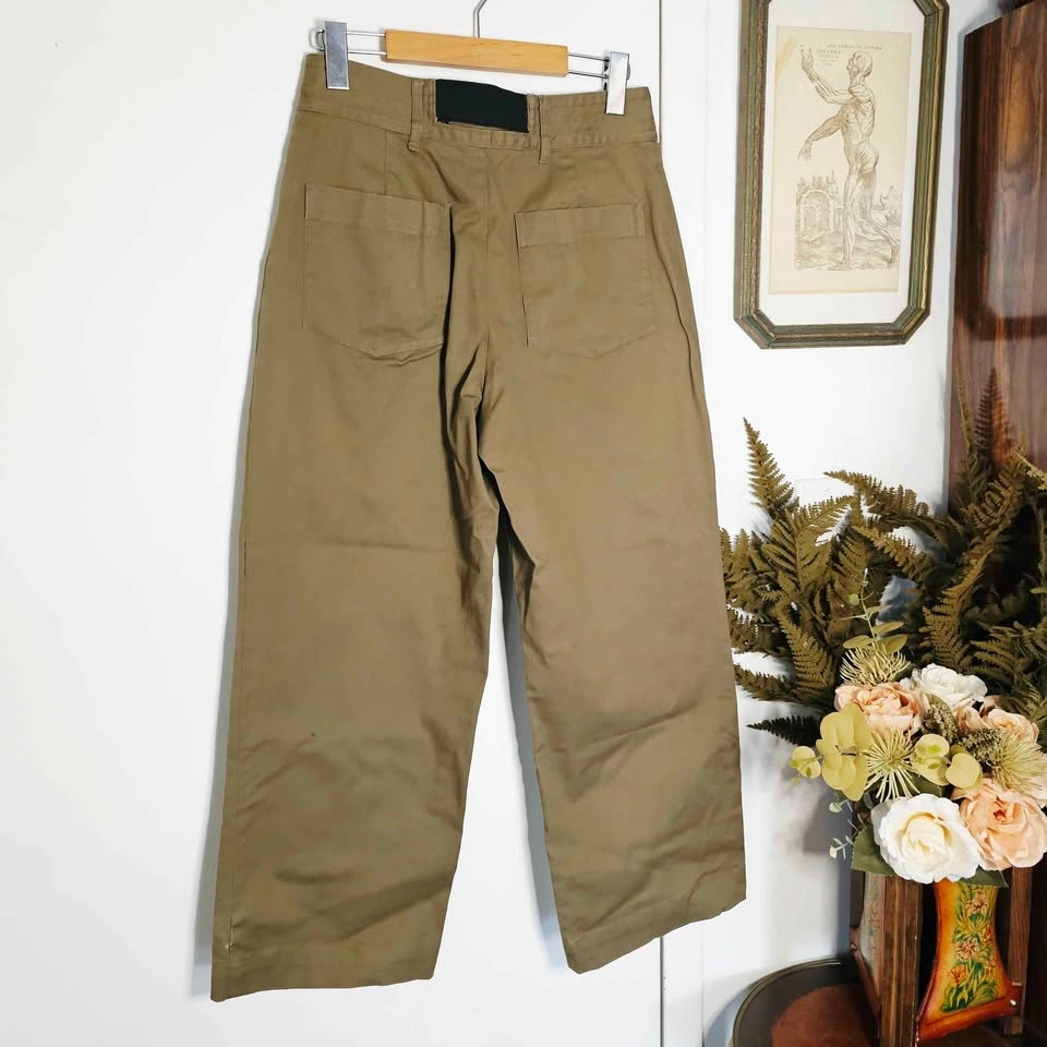 Olive Wide Leg Cropped High Rise Womens Utility Pants - photo 5