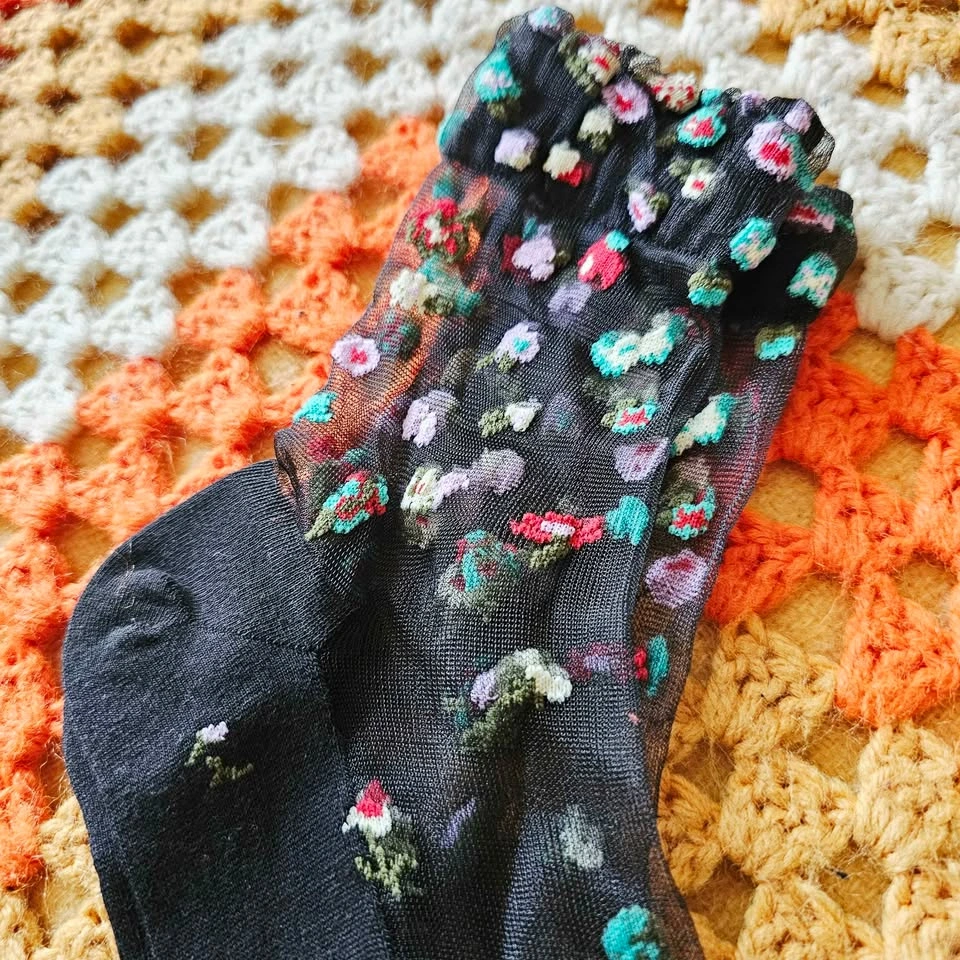 Brand New Mesh Floral Socks Bundle Sheer Socks - photo 4