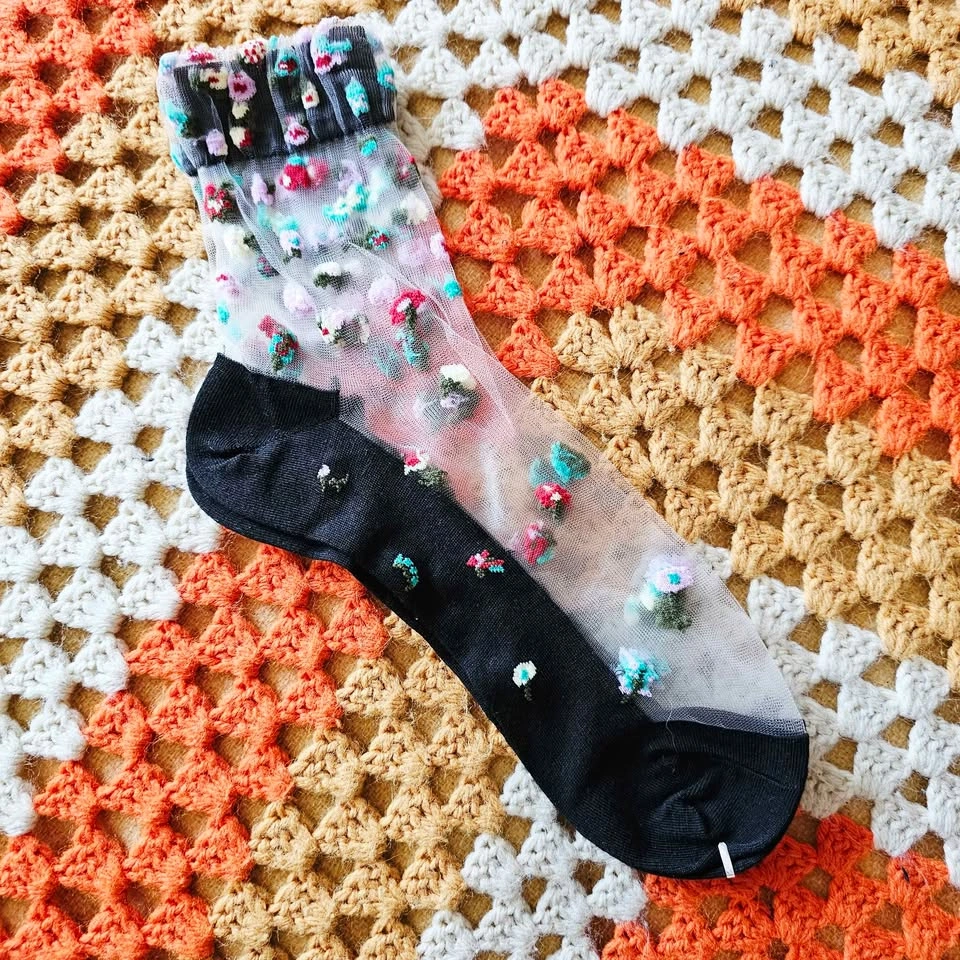 Brand New Mesh Floral Socks Bundle Sheer Socks - photo 5