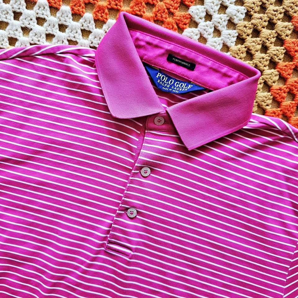 Ralph Lauren Polo Golf Pima Cotton Performance Pink Striped Mens